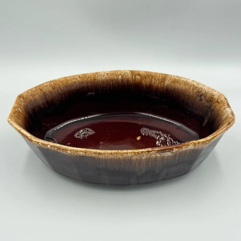 Vintage McCoy Brown Drip Oven Proof Deep Baking Dish #7071